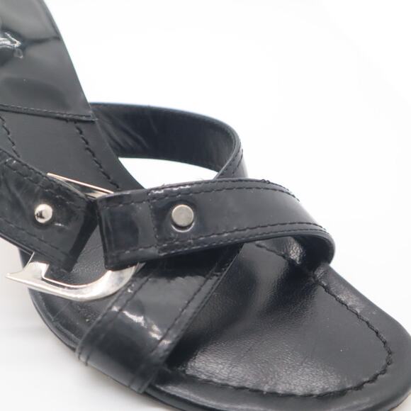 Dior D-Ring Criss Cross Patent Heeled Sandals 37 - Picture 11 of 15